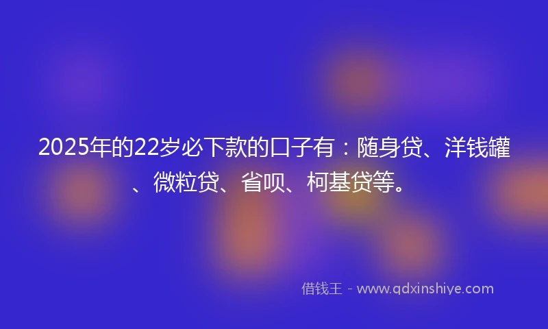 2025年的22岁必下款的口子有：随身贷、洋钱罐、微粒贷、省呗、柯基贷等。