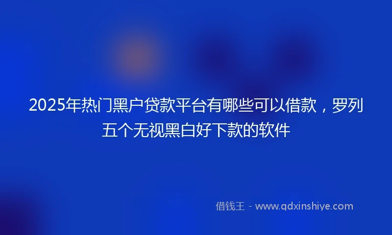 2025年热门黑户贷款平台有哪些可以借款，罗列五个无视黑白好下款的软件