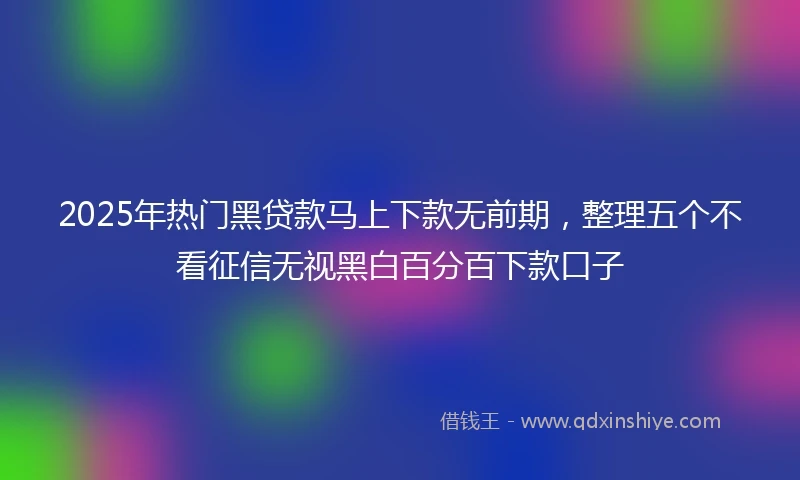 2025年热门黑贷款马上下款无前期，整理五个不看征信无视黑白百分百下款口子