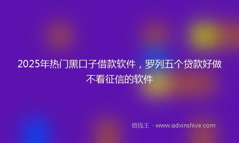 2025年热门黑口子借款软件，罗列五个贷款好做不看征信的软件