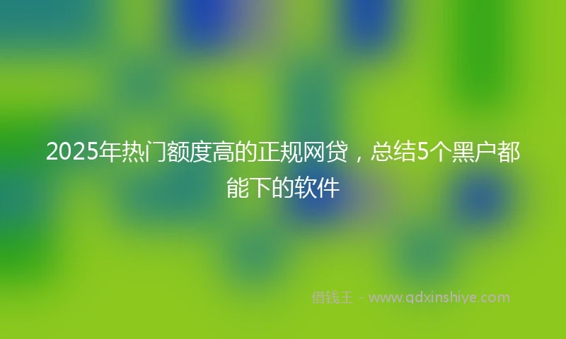 2025年热门额度高的正规网贷，总结5个黑户都能下的软件