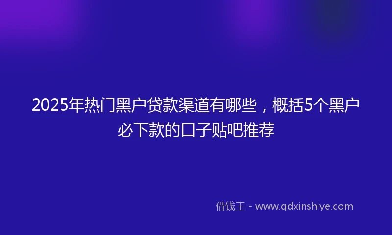 2025年热门黑户贷款渠道有哪些，概括5个黑户必下款的口子贴吧推荐
