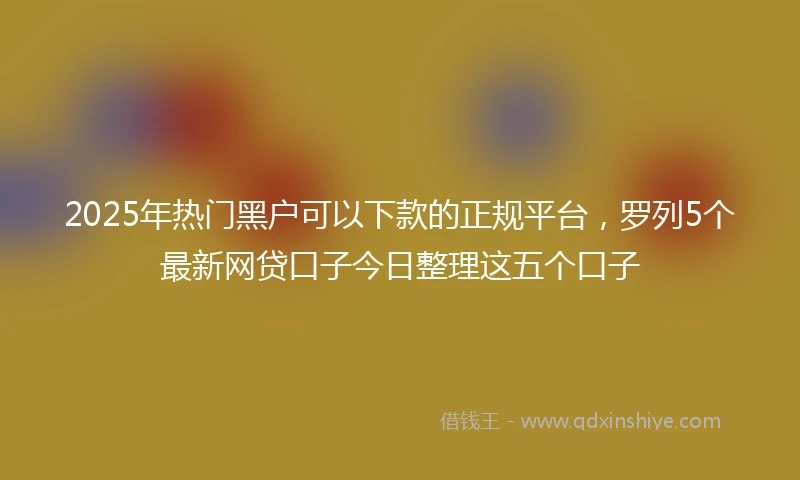 2025年热门黑户可以下款的正规平台，罗列5个最新网贷口子今日整理这五个口子