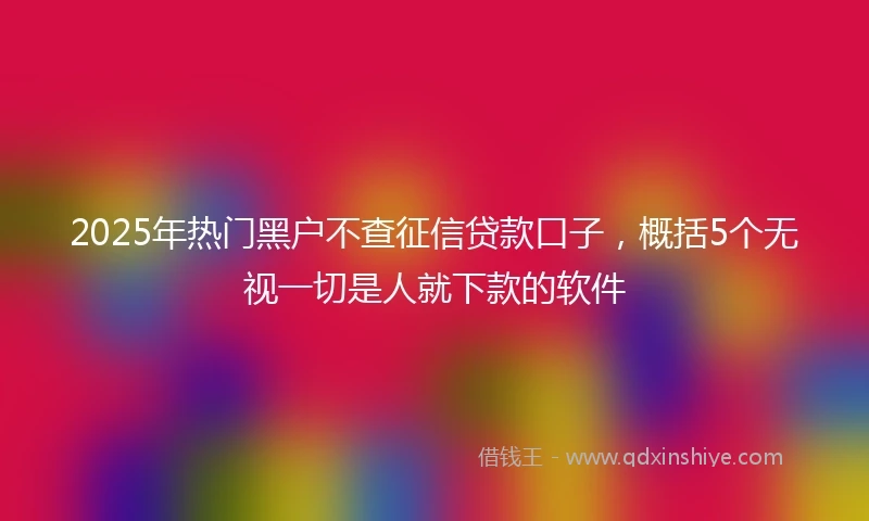 2025年热门黑户不查征信贷款口子，概括5个无视一切是人就下款的软件