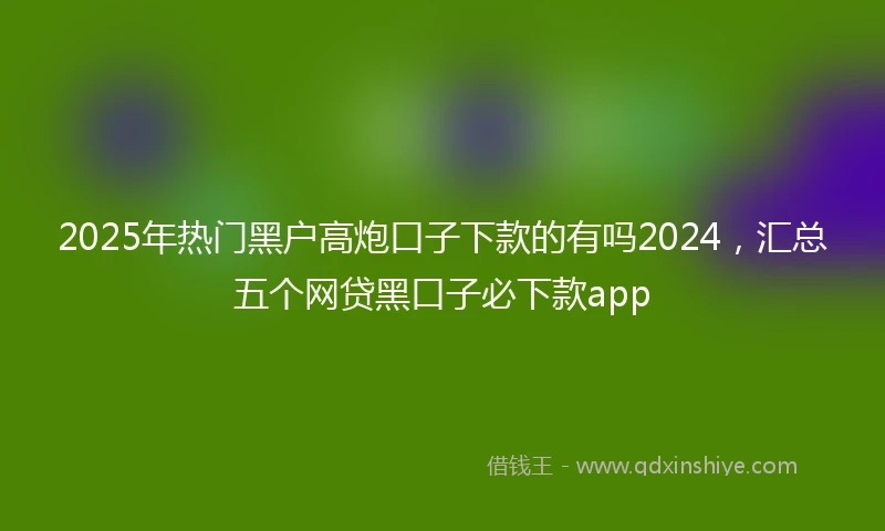 2025年热门黑户高炮口子下款的有吗2024，汇总五个网贷黑口子必下款app