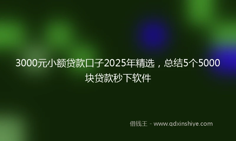 3000元小额贷款口子2025年精选，总结5个5000块贷款秒下软件