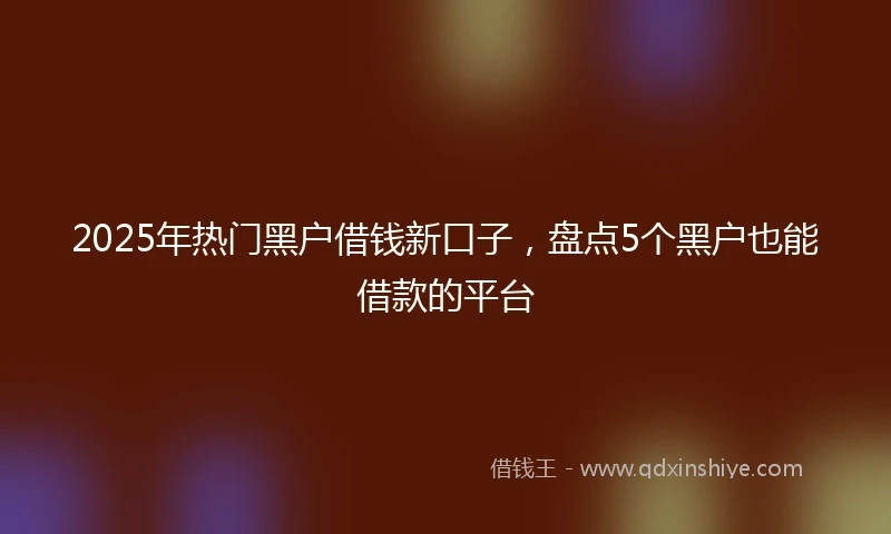 2025年热门黑户借钱新口子，盘点5个黑户也能借款的平台