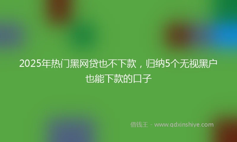 2025年热门黑网贷也不下款，归纳5个无视黑户也能下款的口子