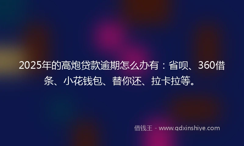 2025年的高炮贷款逾期怎么办有：省呗、360借条、小花钱包、替你还、拉卡拉等。