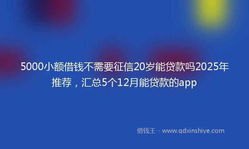 5000小额借钱不需要征信20岁能贷款吗2025年推荐，汇总5个12月能贷款的app