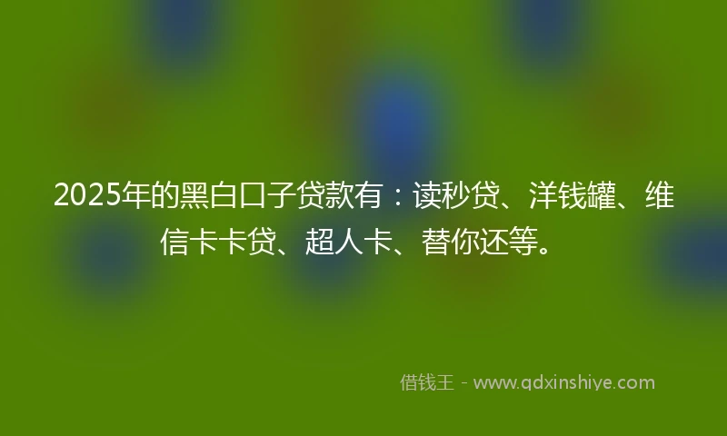 2025年的黑白口子贷款有：读秒贷、洋钱罐、维信卡卡贷、超人卡、替你还等。