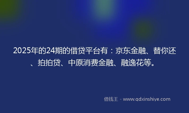 2025年的24期的借贷平台有：京东金融、替你还、拍拍贷、中原消费金融、融逸花等。