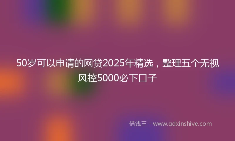 50岁可以申请的网贷2025年精选，整理五个无视风控5000必下口子