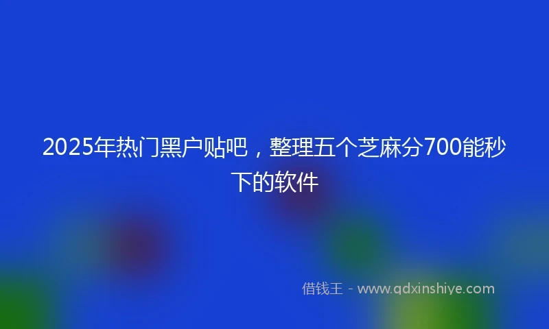 2025年热门黑户贴吧，整理五个芝麻分700能秒下的软件