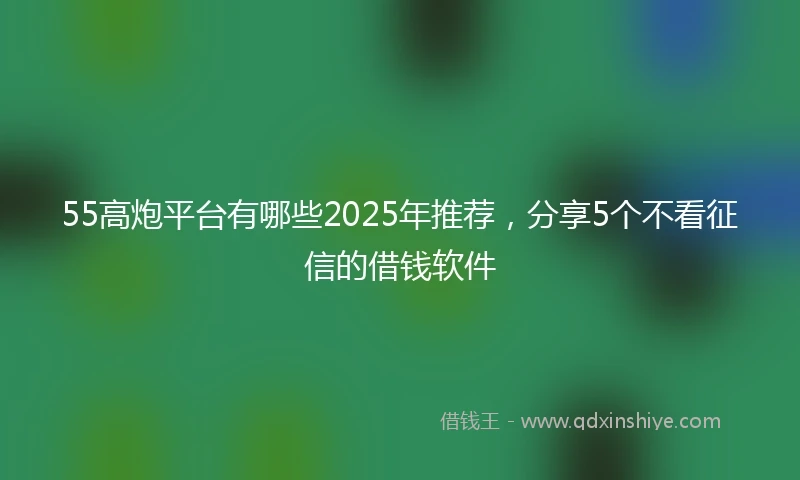 55高炮平台有哪些2025年推荐，分享5个不看征信的借钱软件