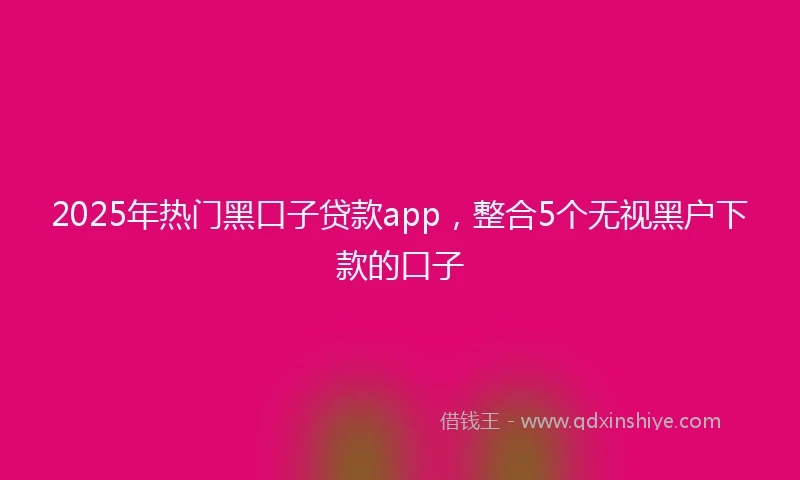 2025年热门黑口子贷款app，整合5个无视黑户下款的口子