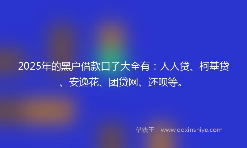 2025年的黑户借款口子大全有：人人贷、柯基贷、安逸花、团贷网、还呗等。