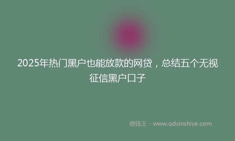 2025年热门黑户也能放款的网贷，总结五个无视征信黑户口子