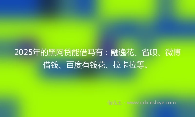 2025年的黑网贷能借吗有：融逸花、省呗、微博借钱、百度有钱花、拉卡拉等。