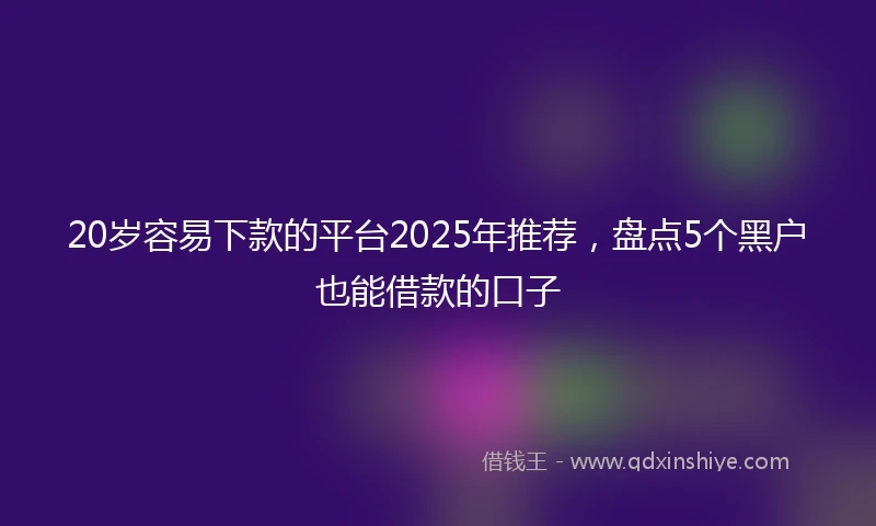 20岁容易下款的平台2025年推荐，盘点5个黑户也能借款的口子