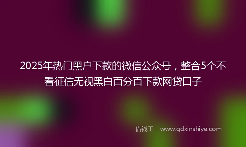 2025年热门黑户下款的微信公众号，整合5个不看征信无视黑白百分百下款网贷口子