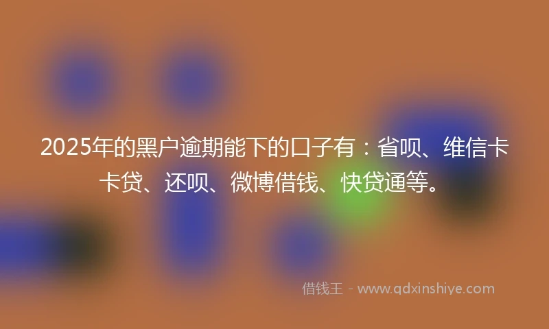 2025年的黑户逾期能下的口子有：省呗、维信卡卡贷、还呗、微博借钱、快贷通等。