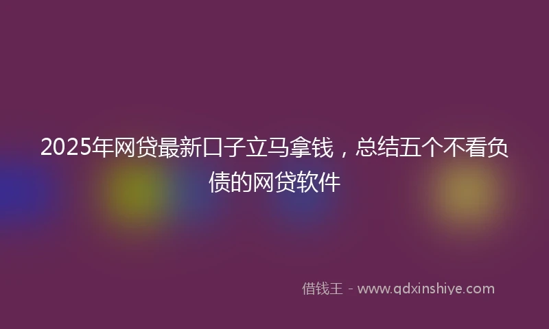 2025年网贷最新口子立马拿钱，总结五个不看负债的网贷软件