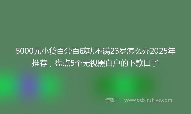 5000元小贷百分百成功不满23岁怎么办2025年推荐，盘点5个无视黑白户的下款口子