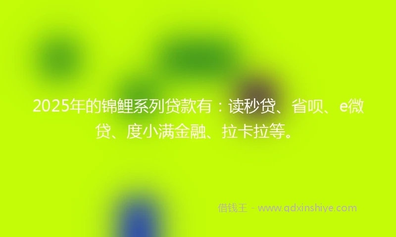 2025年的锦鲤系列贷款有：读秒贷、省呗、e微贷、度小满金融、拉卡拉等。