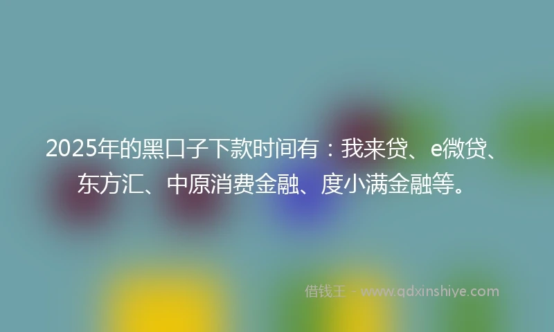 2025年的黑口子下款时间有：我来贷、e微贷、东方汇、中原消费金融、度小满金融等。