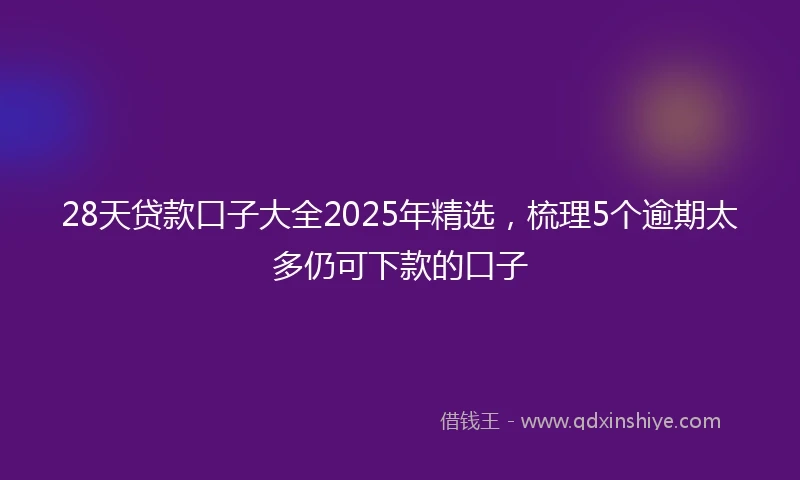 28天贷款口子大全2025年精选，梳理5个逾期太多仍可下款的口子
