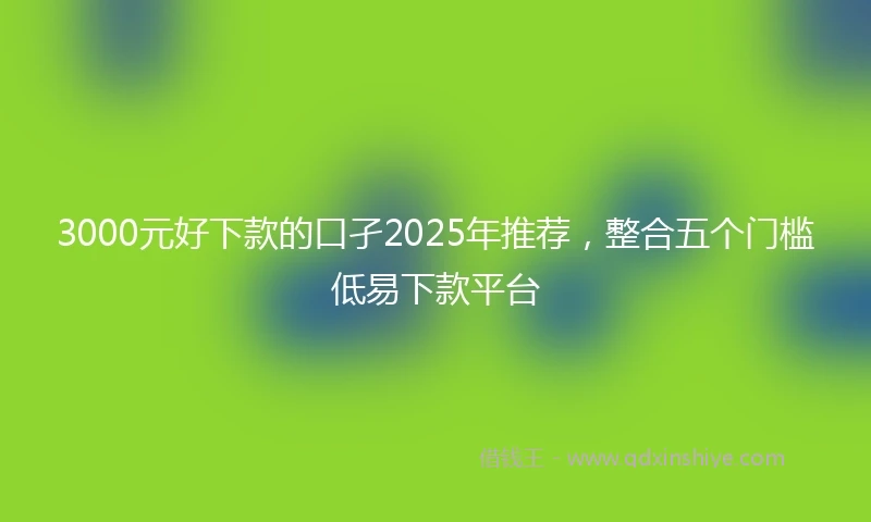 3000元好下款的口孑2025年推荐，整合五个门槛低易下款平台