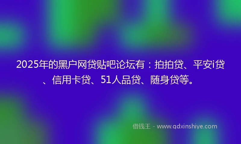 2025年的黑户网贷贴吧论坛有：拍拍贷、平安i贷、信用卡贷、51人品贷、随身贷等。