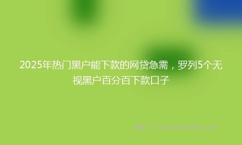 2025年热门黑户能下款的网贷急需，罗列5个无视黑户百分百下款口子