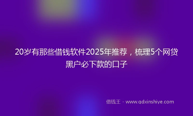 20岁有那些借钱软件2025年推荐，梳理5个网贷黑户必下款的口子