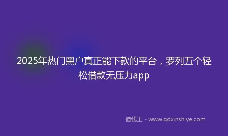 2025年热门黑户真正能下款的平台，罗列五个轻松借款无压力app
