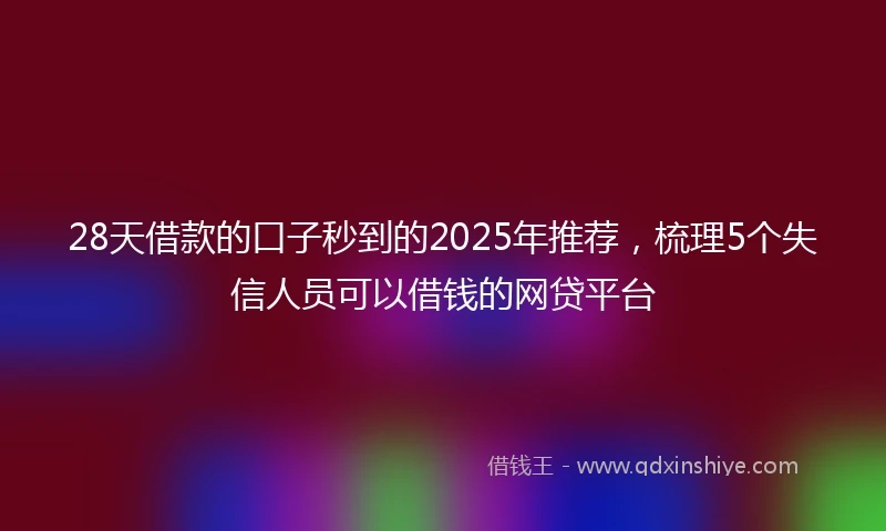 28天借款的口子秒到的2025年推荐，梳理5个失信人员可以借钱的网贷平台