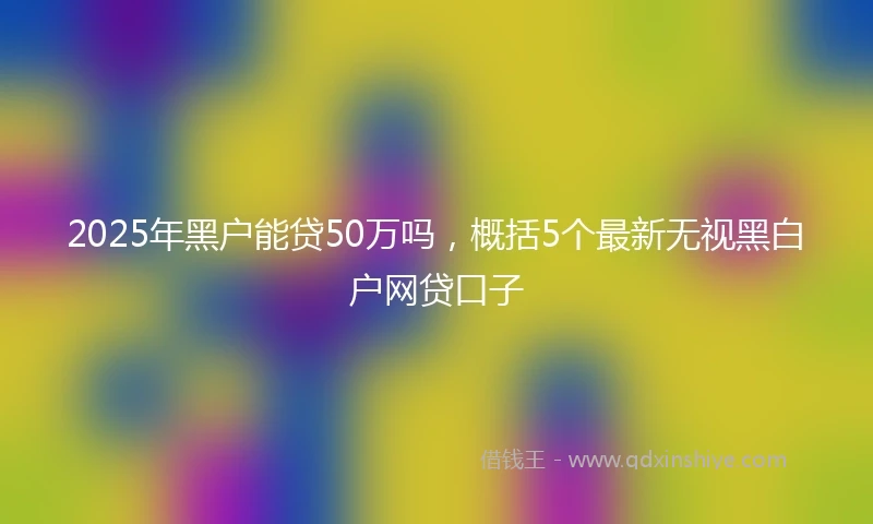 2025年黑户能贷50万吗，概括5个最新无视黑白户网贷口子
