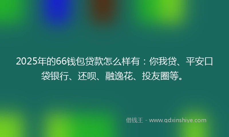 2025年的66钱包贷款怎么样有：你我贷、平安口袋银行、还呗、融逸花、投友圈等。
