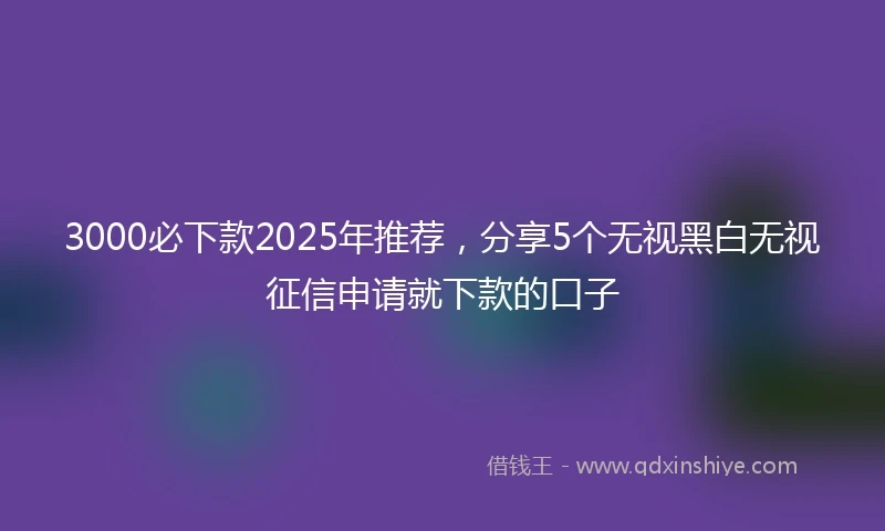 3000必下款2025年推荐，分享5个无视黑白无视征信申请就下款的口子