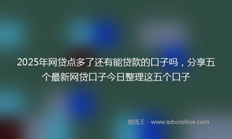 2025年网贷点多了还有能贷款的口子吗，分享五个最新网贷口子今日整理这五个口子