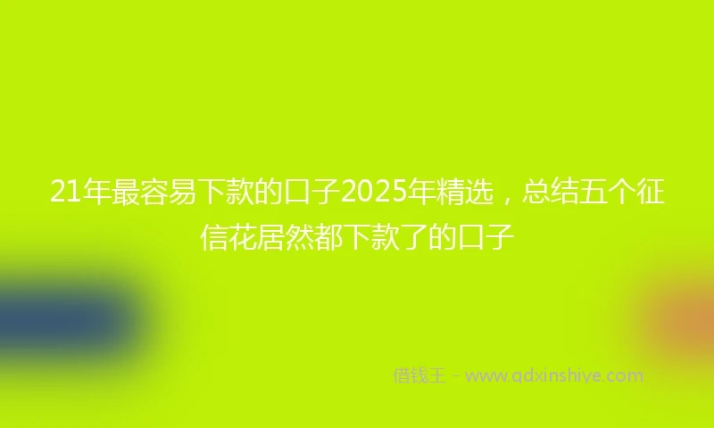21年最容易下款的口子2025年精选，总结五个征信花居然都下款了的口子