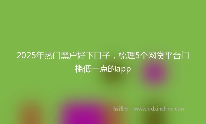 2025年热门黑户好下口子，梳理5个网贷平台门槛低一点的app