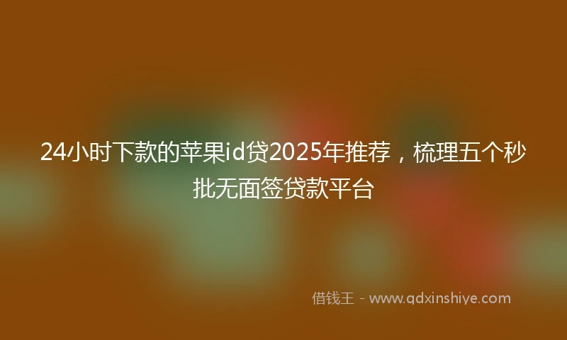 24小时下款的苹果id贷2025年推荐，梳理五个秒批无面签贷款平台