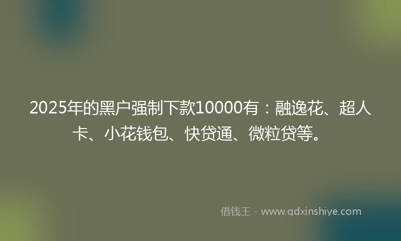 2025年的黑户强制下款10000有：融逸花、超人卡、小花钱包、快贷通、微粒贷等。