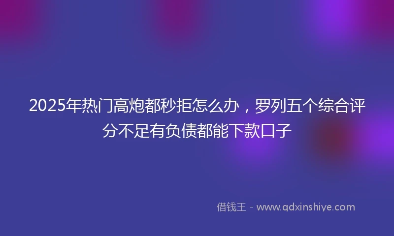 2025年热门高炮都秒拒怎么办，罗列五个综合评分不足有负债都能下款口子