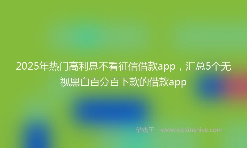 2025年热门高利息不看征信借款app，汇总5个无视黑白百分百下款的借款app