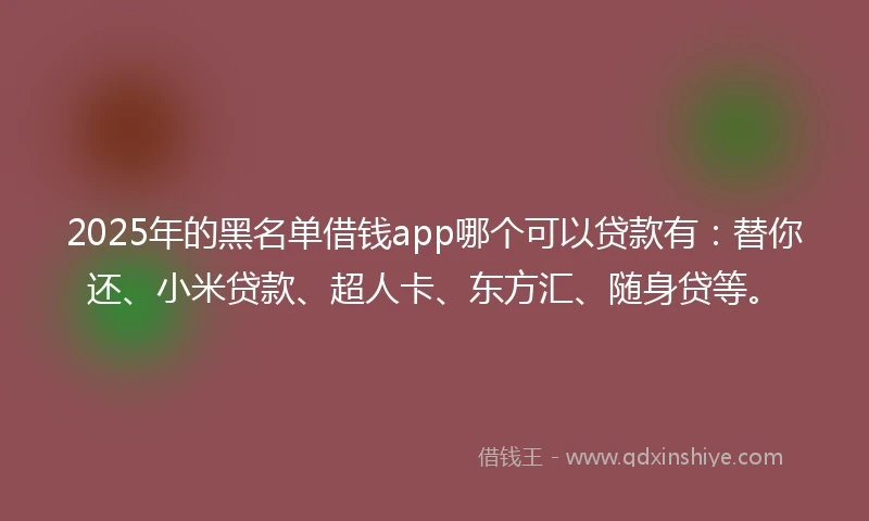 2025年的黑名单借钱app哪个可以贷款有：替你还、小米贷款、超人卡、东方汇、随身贷等。