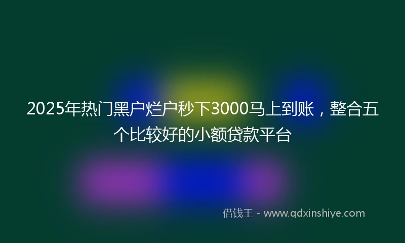 2025年热门黑户烂户秒下3000马上到账，整合五个比较好的小额贷款平台