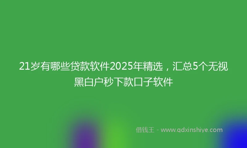 21岁有哪些贷款软件2025年精选，汇总5个无视黑白户秒下款口子软件